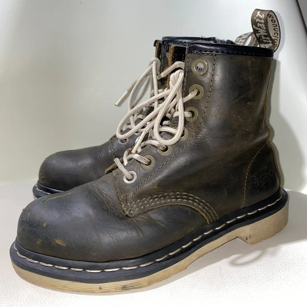 Dr. Marten's Industrial Steel Toe Women's Size 6 Maple Brown Slip Resistant Zip - Picture 2 of 16